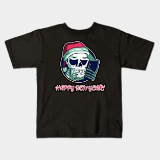 funny new year skeleton for grumpy grown-ups Kids T-Shirt